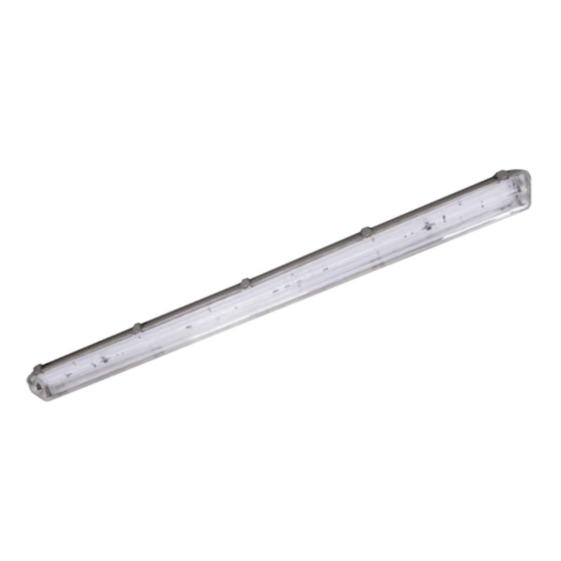 Luminária Hermética Fluorescente Cinza 54W LED | Diagonal direita do produto em posição horizontal