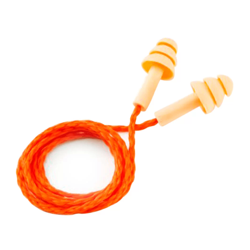 Protetor Auditivo Plug Silicone Laranja Cordão Poliester Laranja Pomp Plus 3m HB004289417 - CA 5745 - 3M | Imagem ilustrativa - produto na diagonal com os tampões virados para cima