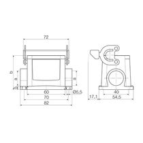 Base Tomada Multipolar Base Alta Sem Tampa 54X70X54,5Mm HDC06BSLU1M20G Weidmuller Conexel