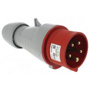 Plugue Energia Industrial Móvel (Acoplamento) Macho Plastico 3 Polos + Neutro + Terra 16A 380415V Vermelho 555129 Cemar Legrand