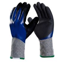 Luva Polietileno Alta Densidade Azul/Preta Nitrilico Longo Tamanho 8/M Flexcut Banho Total DA45500L DVS