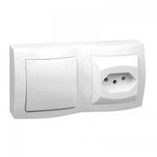 Interruptor E Tomada Canaleta 1 Tecla Simples Tomada 2 Polos + Terra 10A Branca Sistema X 675063 Pial Legrand