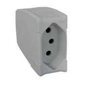Plugue Fêmea Energia Predial Fêmea Cinza 2 Polos + Terra 250 V 10 A Com Prensa Cabo Versátil Pial 615876 PIAL