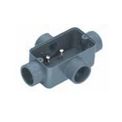 Condulete PVC LL 1/2" Sem Rosca Cinza e Tampa | Diagonal esquerda do produto