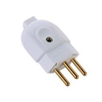 Plugue Macho Energia Predial Macho Branco 2 Polos + Terra 250 V 10 A Cilíndricos Padrão Brasileiro 57402003 TRAMONTINA