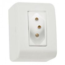 Caixa Canaleta Sobrepor Termoplastico Branca Com Tampa 1 Posto Com Tomada 2P+T 20A 250V Lizflex 57304003 Tramontina Eletrica