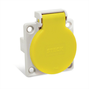 Tomada Fêmea 2 Polos + Terra 10A 250V Amarelo Com Tampa Nbr14136 Steck