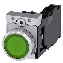 Botão Comando Iluminado Redondo Verde 22MM 24VCA/VCC 1NA+1NF 3Su11520Ab401Fa0 Sirius Act Siemens