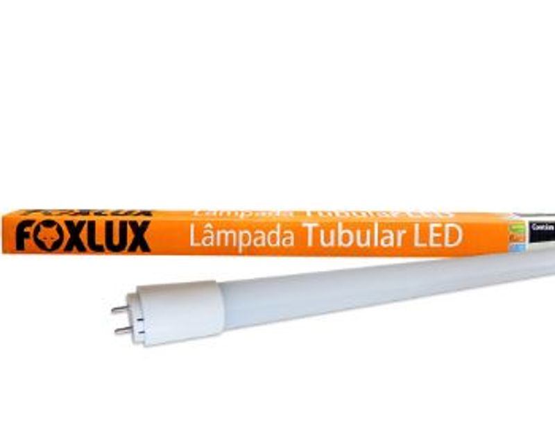 Lâmpada LED T8 Tubular G13 120cm 6000K Luz Branca Fria Bivolt 18W Glass (Vidro) LED0501 Foxlux | Dimensional - Embalagem do produto - imagem meramente ilustrativa