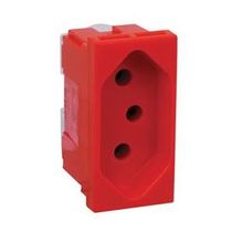 Tomada Predial 1 Módulo Vermelha Bipolar + Terra 20A 250V 615079VM Pial Plus Legrand