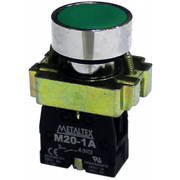 Botão Redondo Metálico Verde 22mm 1NA Impulso M20Afrg1A Metaltex