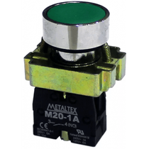 Botão Redondo Metálico Verde 22mm 1NA Impulso M20Afrg1A Metaltex
