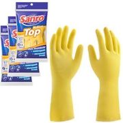 Luva Latex Natural Amarela Anti-Derrapante Tamanho XG TOP - CA 40044 - Sanro