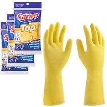 Luva Latex Natural Amarela Anti-Derrapante Tamanho XG TOP - CA 40044 - Sanro