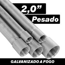Eletroduto Rígido Metálico Aço Carbono Galvanizado Fogo Pesado Com 1 Luva 3,00 Mm 2 " Bsp 3000 Mm Ab - EG20 - APOLLO