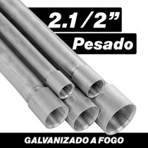 Eletroduto Rígido Metálico Aço Carbono Galvanizado Fogo Pesado com 1 Luva 3,35 MM 2.1/2 " BSP 3000 MM ABNT NBR 5598 - APOLLO