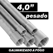 Eletroduto Rígido Metálico Aço Carbono Galvanizado Fogo Pesado Com 1 Luva 3,75mm 4 " BSP 3000 Mm ABNT NBR 5598 - ECEDB9 - ELECON