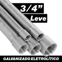 Eletroduto Rígido Metálico Aço Carbono Galvanizado Eletrolitico Leve Com 1 Luva 0,50 Mm 3/4" Bsp 3000 Mm - ECEDE12 - ELECON