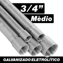 Eletroduto Rígido Metálico Aço Carbono Pre Galvanizado Médio 0,90mm 3/4 " BSP 3000 MM - 61010APZ. - PERFIL LIDER
