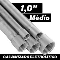 Eletroduto Rígido Metálico Aço Carbono Pre Galvanizado Médio 0,90mm 1 " Bsp 3000 Mm - 61011APZ. - PERFIL LIDER