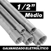 Eletroduto Rígido Metálico Aço Carbono Pré Galvanizado Médio 0,95mm 1/2 " BSP 3000 Mm - 61008BPZ - PERFIL LIDER