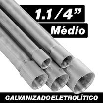 Eletroduto Rígido Metálico Aço Carbono Galvanizado Eletrolítico Médio Com 1 Luva 0,90mm 1.1/4 " Bsp 3000 Mm - ECEDE24 - ELECON