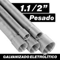 Eletroduto Rígido Metálico Aço Inox Aisi 304 Pré Galvanizado Pesado 1,55mm 1.1/2 " BSP 3000 Mm ABNT NBR 5597 - 63013AP - PERFIL LIDER