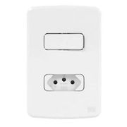 Interruptor E Tomada 1 Tecla Simples Tomada 2 Polos + Terra 10a Com Placa 4 X 2" Branca 13272553 WEG