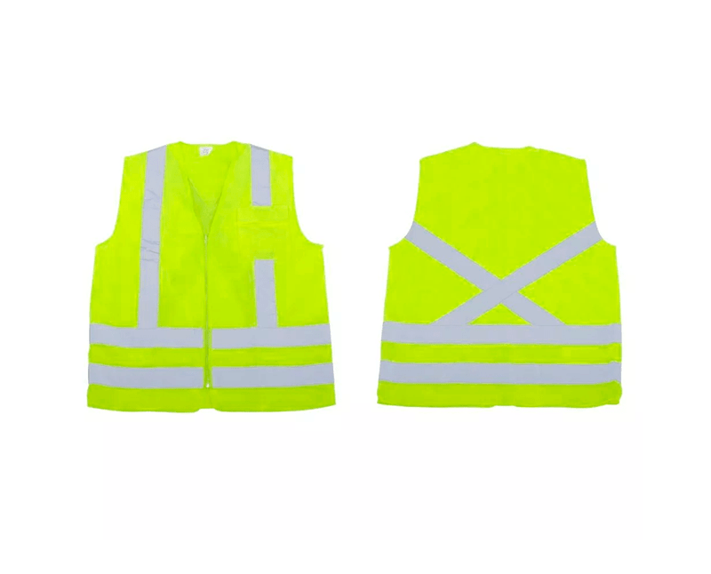 Colete Sinalização Blusão Zíper Poliéster Verde Lima com Refletivo