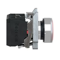 Botão Iluminado Redondo Vermelho 22mm 240V LED 1NA+1NF XB4BW34M5 Schneider
