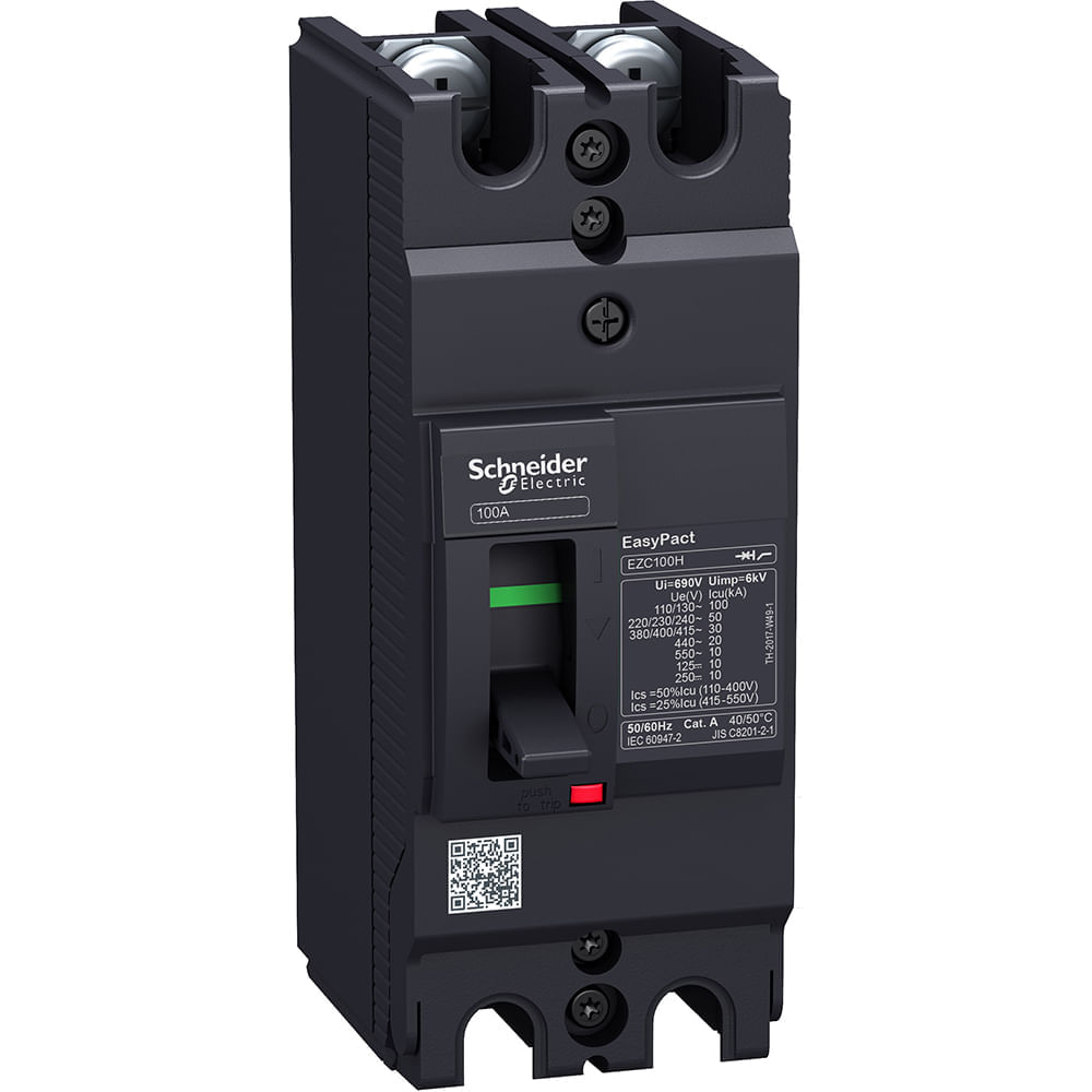 Disjuntor Caixa Moldada Bipolar Térmico/Magnético Fixos 415VCA 80A