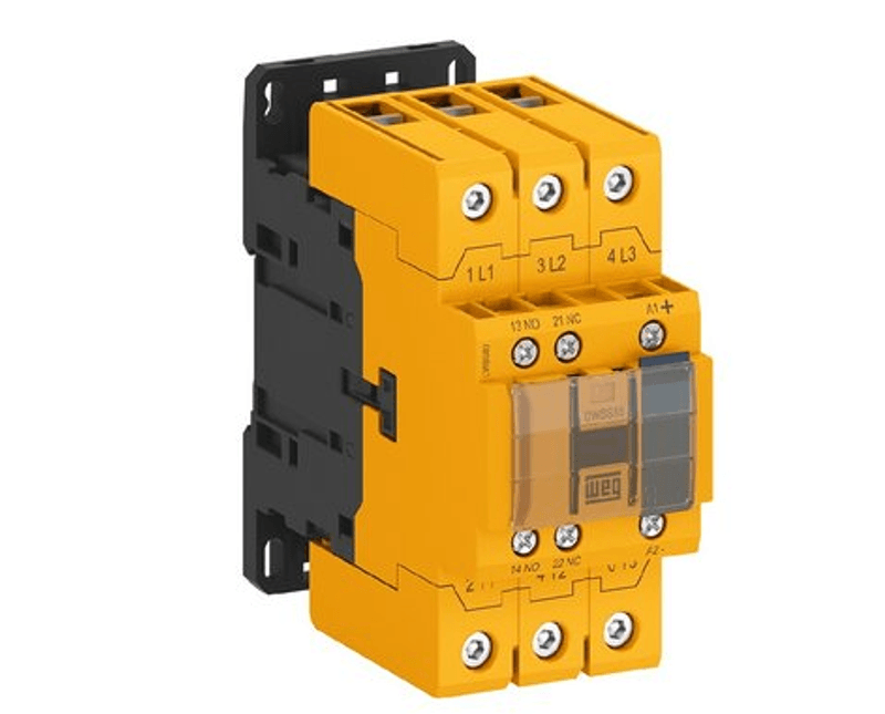 Contator Tripolar 9A 24VCC 60Hz 4NA+2NF CWBS94230C03 Weg | Dimensional - Imagem apliada da frente do produto.