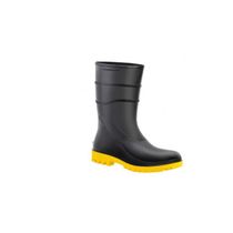 Bota Motoq PVC Preta Cano Curto Com Forro Sem Bico Solado Amarelo 82BPC600ACQUAFLEX Tamanho 40 CA 37456 Bracol