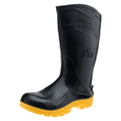 Bota Profissional PVC Preta E Amarela Cano Longo Com Forro Sem Bico Sol Amarelo 100AWORKFCAPRA Tamanho 42 CA 40637 Marluvas