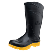 Bota Profissional PVC Preta E Amarela Cano Longo Com Forro Sem Bico Sol Amarelo 100AWORKFCAPRA Tamanho 42 CA 40637 Marluvas