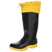Bota Profissional PVC Preta Cano Longo Com Forro Sem Bico Sol Amarelo C/Polain 100AWORKFC* Tamanho 44 CA 42673 Marluvas