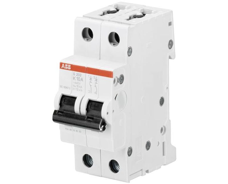 Disjuntor Mini Bipolar 2A 230/400VCA Curva K 6KA S202K02 ABB