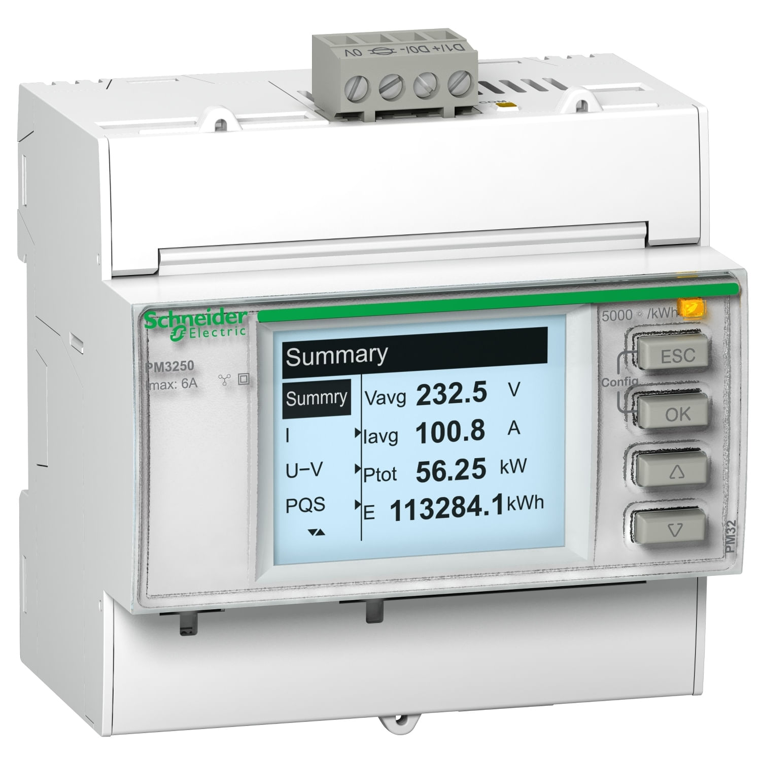 Medidor Energia e Potência Digital 512Kb Modbus Rs485 5A 100