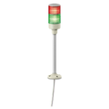 Sinalizador Luminoso com Sirene LED Verde/Vermelho 24V - Produto na vertical destacando as luzes vermelha e verde.