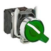 Comutador Iluminado Knob Curto 2 Posições Verde 22mm 1NA+1NF XB4BK123M5 Schneider