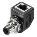 Adaptador Rj45 Rj45/M12 IEADM12DRJ45MF90 - Weidmuller Conexel | Imagem ilustrativa. Peça ampliada, posicionada para a direita.