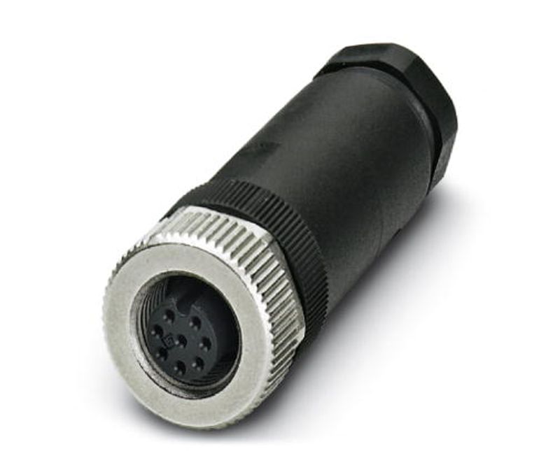 Conector Sensor Fêmea Reto 8 Polos M12 SACCM12FS8CONPG9M Phoenix Contact - Dimensional | Visão geral do produto posicionado para lateral esquerda