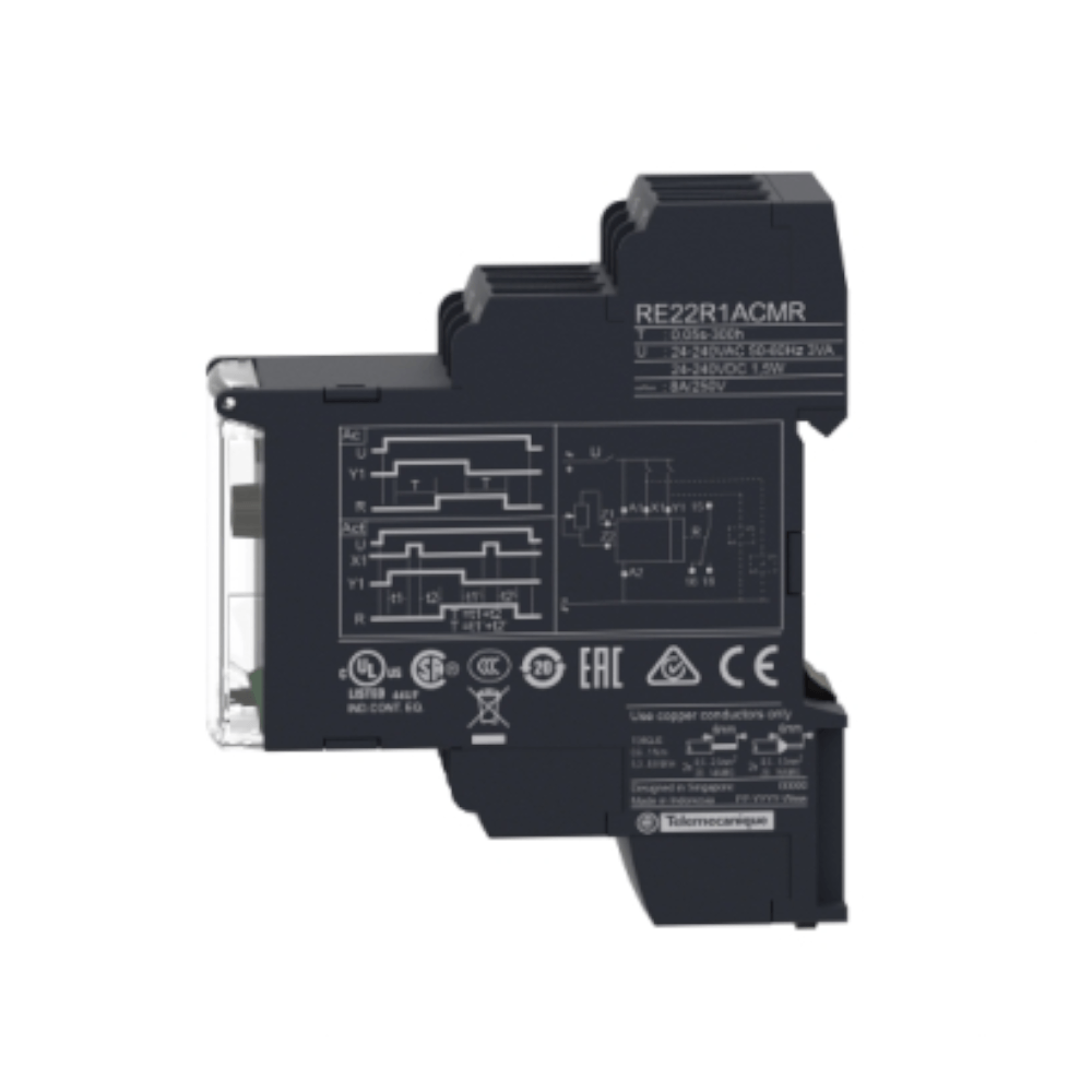 Relé temporizador on-delay multif. 0.05s-300h marca Schneider