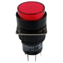 Botão Iluminação Redondo Vermelho 16mm 24V LED 2Rev Impulso P16 BR7 R2 Metaltex
