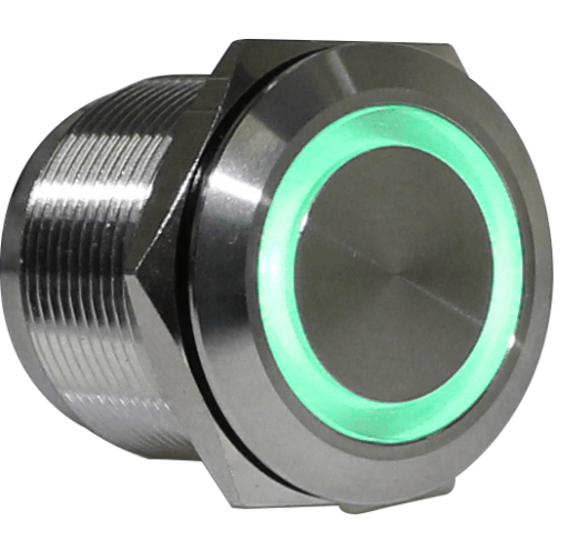 Botão Comando Iluminado Redondo Verde 22MM 24VCA/VCC 1NA+1NF