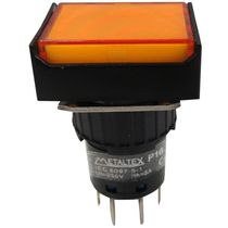 Botão Iluminado Retenção Amarelo 16mm 24Vca/Cc 2Rev Impulso P16BL7O2 Metaltex