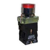 Botão Iluminado Redondo Faceado Azul 22mm 24Vca/Cc 1NA+1NF M20IGRBL71C Metaltex