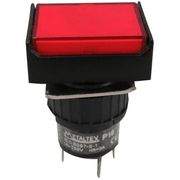 Botão Iluminado Retenção Vermelho 16mm 24Vca/Cc LED 1Rev Impulso P16BL7R1 Metaltex