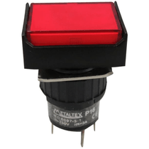 Botão Iluminado Retenção Vermelho 16mm 24Vca/Cc LED 1Rev Impulso P16BL7R1 Metaltex