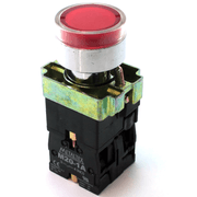 Botão Iluminado Redondo Faceado Vermelho 22mm 220V 1NA+1NF Impulso M20IGRR1C Metaltex